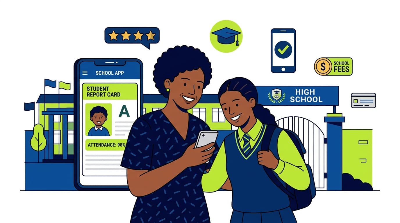 Parent and student checking school app